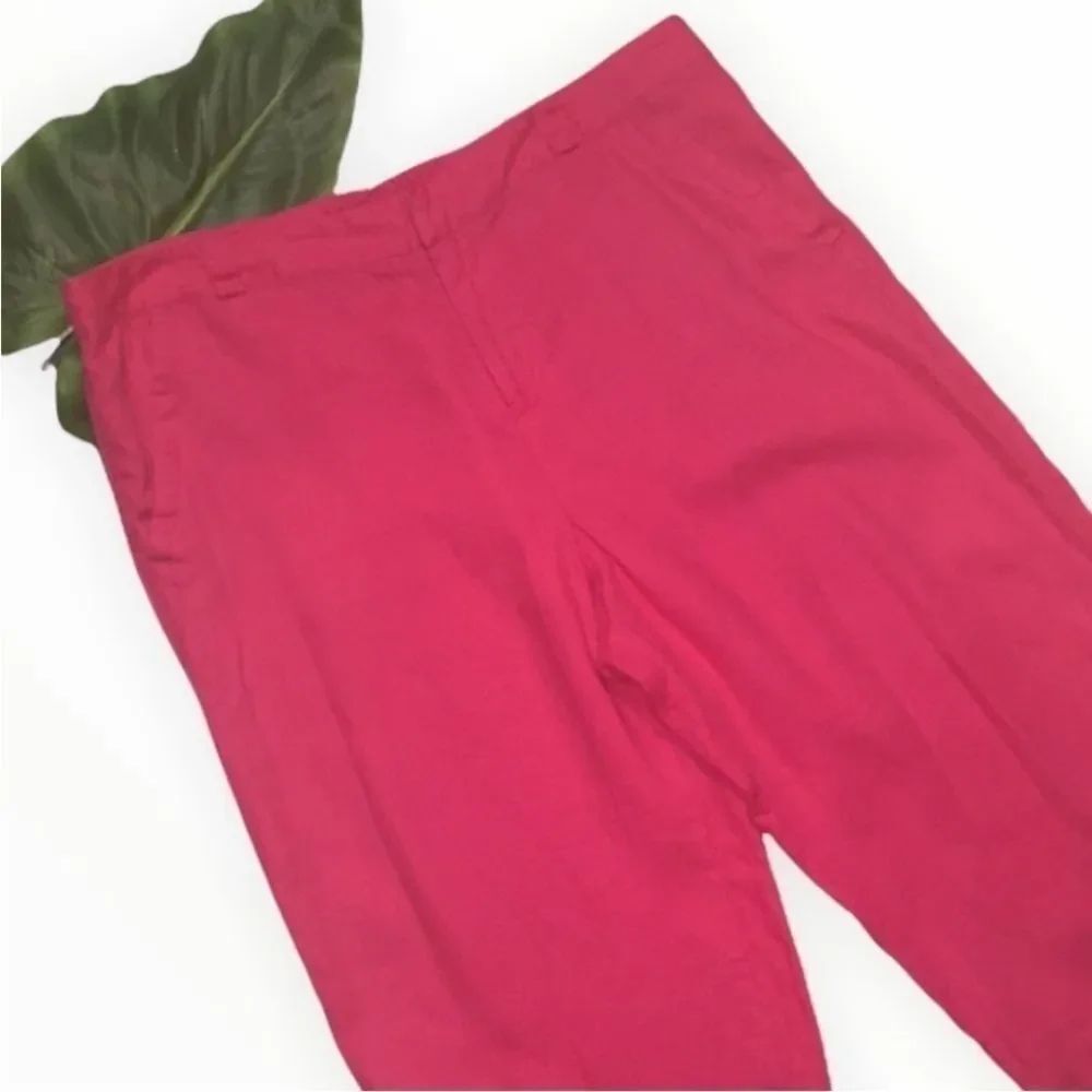 Kim Rogers Hot Pink pants 100% linen ankle pant large petite Women’s